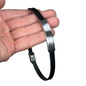Gucci Sterling Silver Rubber ID Choker Necklace Black Y2K .925